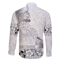 Hawaii Hibiscus With White Polynesian Pattern Family Matching Tank Maxi Dress and Hawaiian Shirt