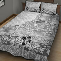 Hawaii Hibiscus With White Polynesian Pattern Quilt Bed Set