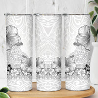 Hawaii Hibiscus With White Polynesian Pattern Skinny Tumbler