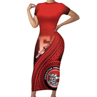Personalized Fagaitua High School Family Matching Short Sleeve Bodycon Dress and Hawaiian Shirt Polynesian Tribal Pattern LT05 Mom's Dress Red - Polynesian Pride
