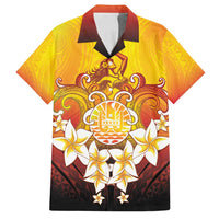 Tahiti Heiva Festival Family Matching Long Sleeve Bodycon Dress and Hawaiian Shirt Tahitian Vahine Plumeria Flowers LT05 Dad's Shirt - Short Sleeve Yellow - Polynesian Pride