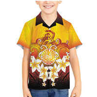 Tahiti Heiva Festival Family Matching Mermaid Dress and Hawaiian Shirt Tahitian Vahine Plumeria Flowers LT05 Son's Shirt Yellow - Polynesian Pride