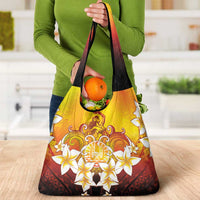 Tahiti Heiva Festival Grocery Bag Tahitian Vahine Plumeria Flowers LT05 - Polynesian Pride