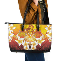 Tahiti Heiva Festival Leather Tote Bag Tahitian Vahine Plumeria Flowers LT05 - Polynesian Pride