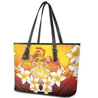 Tahiti Heiva Festival Leather Tote Bag Tahitian Vahine Plumeria Flowers LT05 - Polynesian Pride