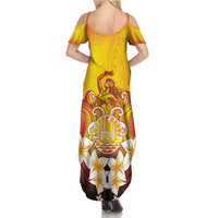 Tahiti Heiva Festival Summer Maxi Dress Tahitian Vahine Plumeria Flowers LT05 - Polynesian Pride