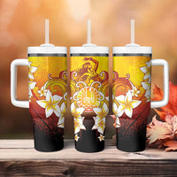 Tahiti Heiva Festival Tumbler With Handle Tahitian Vahine Plumeria Flowers LT05 - Polynesian Pride
