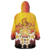 Tahiti Heiva Festival Wearable Blanket Hoodie Tahitian Vahine Plumeria Flowers LT05 - Polynesian Pride