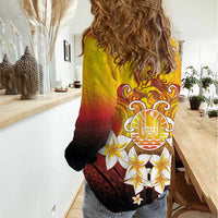 Tahiti Heiva Festival Women Casual Shirt Tahitian Vahine Plumeria Flowers LT05 - Polynesian Pride