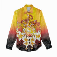 Tahiti Heiva Festival Women Casual Shirt Tahitian Vahine Plumeria Flowers LT05 - Polynesian Pride