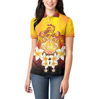 Tahiti Heiva Festival Women Polo Shirt Tahitian Vahine Plumeria Flowers LT05 - Polynesian Pride