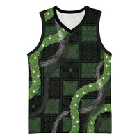 Hawaiian Quilt Basketball Jersey Pele Hair Hinahina Lei Black Version