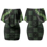 Hawaiian Quilt Couples Matching Off Shoulder Short Dress and Hawaiian Shirt Pele Hair Hinahina Lei Black Version LT05 - Polynesian Pride