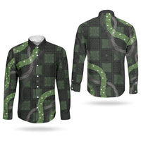 Hawaiian Quilt Couples Matching Short Sleeve Bodycon Dress and Long Sleeve Button Shirt Pele Hair Hinahina Lei Black Version LT05 - Polynesian Pride