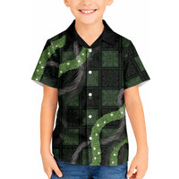 Hawaiian Quilt Kid Hawaiian Shirt Pele Hair Hinahina Lei Black Version LT05 Kid Black - Polynesian Pride
