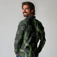 Hawaiian Quilt Long Sleeve Polo Shirt Pele Hair Hinahina Lei Black Version