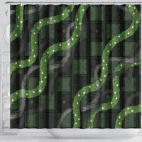 Hawaiian Quilt Shower Curtain Pele Hair Hinahina Lei Black Version LT05 - Polynesian Pride
