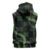 Hawaiian Quilt Sleeveless Hoodie Pele Hair Hinahina Lei Black Version