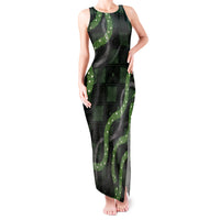 Hawaiian Quilt Tank Maxi Dress Pele Hair Hinahina Lei Black Version LT05 Women Black - Polynesian Pride