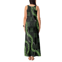 Hawaiian Quilt Tank Maxi Dress Pele Hair Hinahina Lei Black Version LT05 - Polynesian Pride