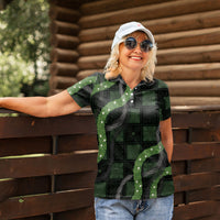 Hawaiian Quilt Women Polo Shirt Pele Hair Hinahina Lei Black Version