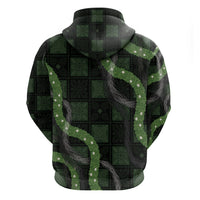 Hawaiian Quilt Zip Hoodie Pele Hair Hinahina Lei Black Version