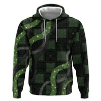 Hawaiian Quilt Zip Hoodie Pele Hair Hinahina Lei Black Version