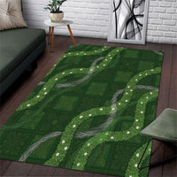 Hawaiian Quilt Area Rug Pele Hair Hinahina Lei Green Version