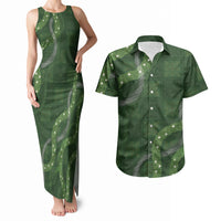 Hawaiian Quilt Couples Matching Tank Maxi Dress and Hawaiian Shirt Pele Hair Hinahina Lei Green Version LT05 Green - Polynesian Pride