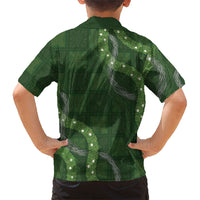 Hawaiian Quilt Family Matching Off The Shoulder Long Sleeve Dress and Hawaiian Shirt Pele Hair Hinahina Lei Green Version LT05 - Polynesian Pride