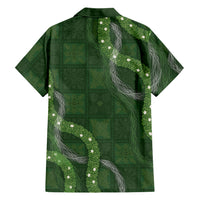 Hawaiian Quilt Family Matching Puletasi and Hawaiian Shirt Pele Hair Hinahina Lei Green Version LT05 - Polynesian Pride