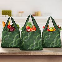 Hawaiian Quilt Grocery Bag Pele Hair Hinahina Lei Green Version LT05 3-pack One Size Green - Polynesian Pride