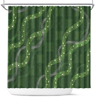 Hawaiian Quilt Shower Curtain Pele Hair Hinahina Lei Green Version