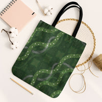 Hawaiian Quilt Tote Bag Pele Hair Hinahina Lei Green Version LT05 Black Strap One Size Green - Polynesian Pride