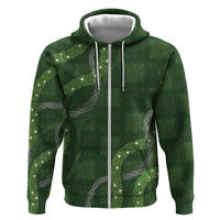 Hawaiian Quilt Zip Hoodie Pele Hair Hinahina Lei Green Version