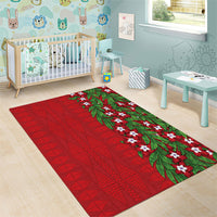 Tonga Language Week Area Rug Heilala Floral Red