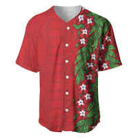 Tonga Language Week Baseball Jersey Heilala Floral Red