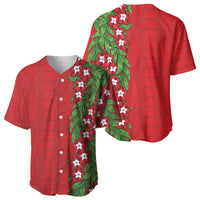 Tonga Language Week Baseball Jersey Heilala Floral Red