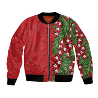 Tonga Language Week Bomber Jacket Heilala Floral Red