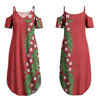 Tonga Language Week Couples Matching Summer Maxi Dress and Hawaiian Shirt Heilala Floral Red