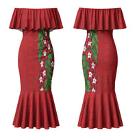 Tonga Language Week Family Matching Mermaid Dress and Hawaiian Shirt Heilala Floral Red