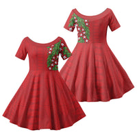 Tonga Language Week Family Matching Short Sleeve Bodycon Dress and Hawaiian Shirt Heilala Floral Red