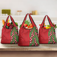 Tonga Language Week Grocery Bag Heilala Floral Red
