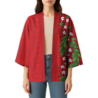 Tonga Language Week Kimono Heilala Floral Red