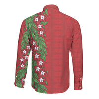 Tonga Language Week Long Sleeve Button Shirt Heilala Floral Red