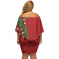 Tonga Language Week Off Shoulder Short Dress Heilala Floral Red