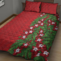 Tonga Language Week Quilt Bed Set Heilala Floral Red