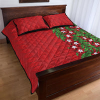 Tonga Language Week Quilt Bed Set Heilala Floral Red