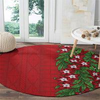Tonga Language Week Round Carpet Heilala Floral Red