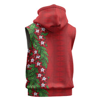 Tonga Language Week Sleeveless Hoodie Heilala Floral Red